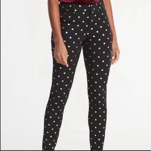 Old Navy pixie work pants sz 8 black & gold dots